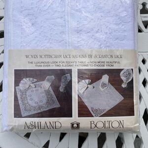 Vntg Scranton Lace Woven Nottingham Lace Napkins White Pattern Bolton 17x17 NIP